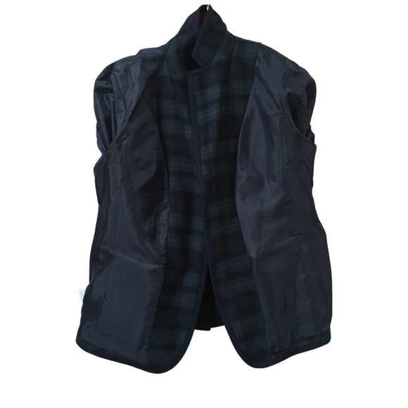 talbots single breasted blazer plaid tartan green navy new size 8P - Picture 2 of 9